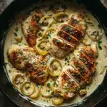 creamy pepperoncini chicken skillet - featured image