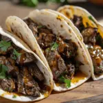 garlic butter honey BBQ beef tacos - featured image