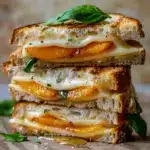 honey peach white cheddar grilled cheese - featured image